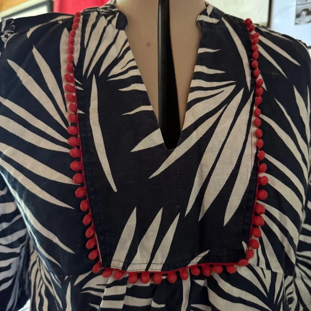 Boden, Navy, White, and Red Linen Tunic Dress - Picture 3 of 6